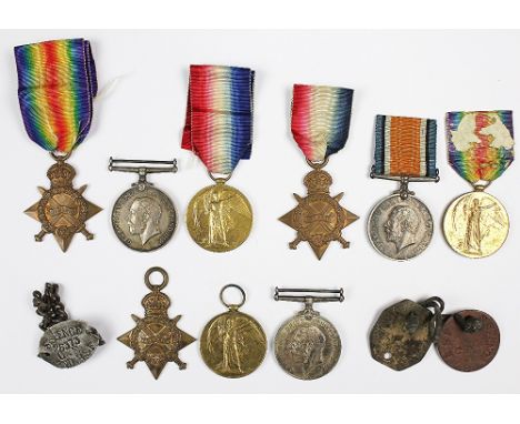 Two World War I trios, comprising 1914-15 Star, BWM and VM, to 9135 Pte S. Spence A. Cyc Corps, with identification bracelet 