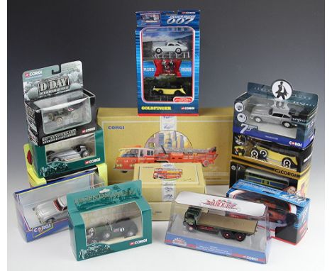 A collection of Corgi die-cast model vehicles, to include CC52405 Monkeemobile, CC04310 Aston Martin DB5 Skyfall, TY04702 Lot