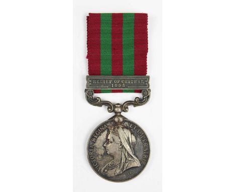 An India General Service Medal 1895-1902 to 22795 Serg'at J. H. Brown, Q. O. Madrass S & M, with Relief of Chitral 1895 clasp