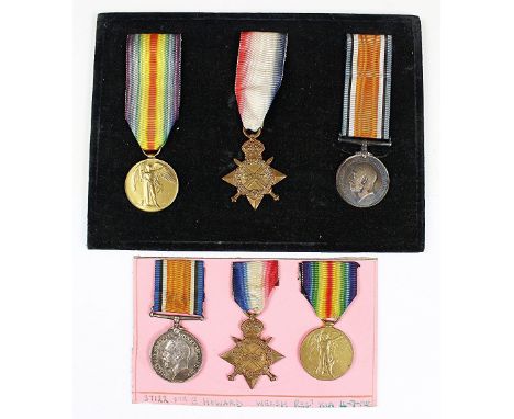 Two World War I trios, comprising 1914-15 Star, BWM and VM, to 24474 Pte G. Cartlidge R. W. Fus and 37122 Pte E. Howard Welsh