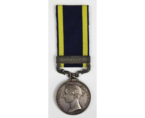 A Punjab Medal 1848-1849 to J. F. Calvert, 1st Bn 60th R. Rifles, with Mooltan clasp (1) With a typed note sheet stating, amo