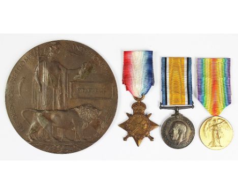 A World War One trio and death plaque to 16336 Pte S. Paul Norf R, comprising 1914/15 Star, BWM, VM and plaque named Sydney P