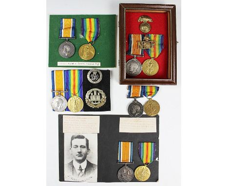 Five World War I pairs, BWM and VM, comprising, 36875 Pte P. T. A. Lambing North' N.R, with cap badge and Services Rendered b