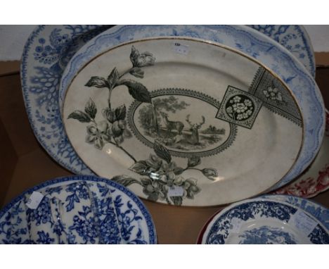 A small collection of assorted plates, mainly blue and white including Wedgwood 'Indiana', Myot 'Ye Old Willow' Toyal Tudor W