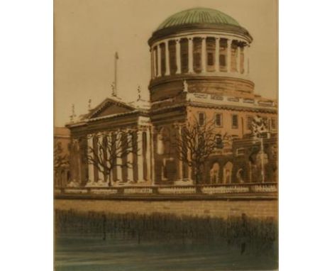 "Merchants Arch, Dublin" and "The Four Courts, Dublin", pair of signed limited edition lithographs, 19 x 23.5 cm