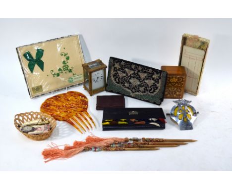 Collectables including Indian embroidered black velvet evening-purse in original box, by Ganeshi Lall & Son, Agra, a Victoria