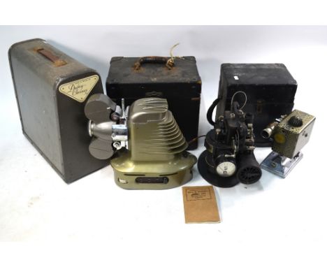 A Dufy Chromex Ltd., Art Deco style film/slide projector with case, to/w a Bell & Howell (Chicago) 1928 patent cine projector