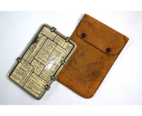 A French Posographe photographer's exposure guide with automaton action, by Kaufmann, Puteaux, in original embossed leather s