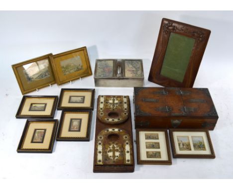 A Victorian oak cigars/cigarette box with nickel (ex-plate) mounts incorporating a match-striker to/w an electroplated double