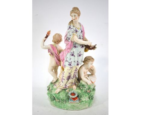 A late 18th/early 19th century Derby figural group - Music & Poetry; incised no. 216 to base with patch marks, 27 cm   Condit