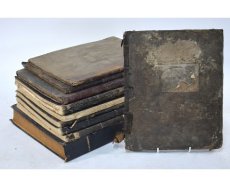 Two early 19th century manuscript volumes of sheet music with libretto, to/w two similar volumes with engraved sheet music pl