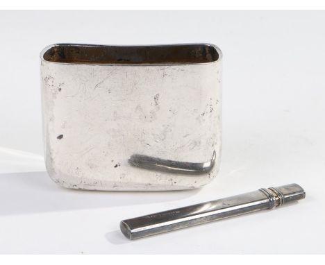 Late Victorian silver hip flask cup, London 1897, maker marks partially rubbed, together with a silver pencil holder, London 