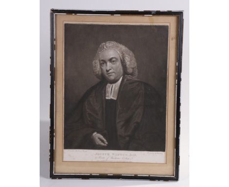 After Sir Joshua Reynolds, 19th Century portrait print depicting Joseph Warton, D.D, Master of Winchester College, engraved b