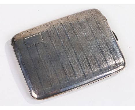 George V silver cigarette case, Birmingham 1930, Henry Matthews, the engine turned case with vacant cartouche opening to reve