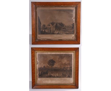 Two 19th Century prints, each The Figures by R Pollard, the entitled 'The Mill at Baldock in Herts', the second 'A View of Ba