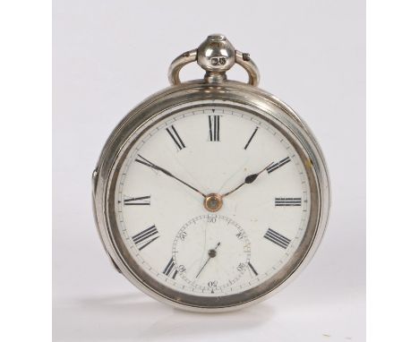 Victorian silver open face pocket watch by George Cook, 58 Spencer St, Clerkenwell, London, the white enamel dial with Roman 