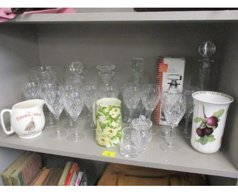 Mixed china and glassware to include a Doulton decanter and others 