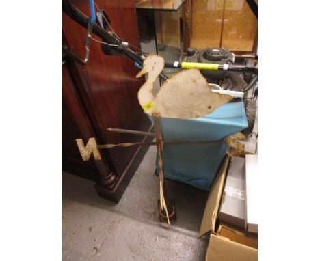 Vintage wrought iron swan weather vane, 29"h 