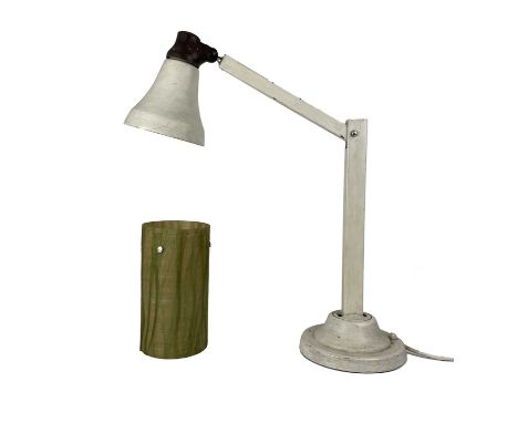 A Cornercroft, Coventry 'Wanderlite' adjustable machinists lamp The painted metal frame with Bakelite mounts, height 73cm, to