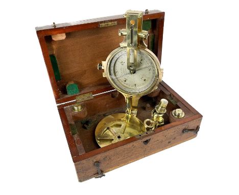 A 19th century brass miners dial by the Elliot Brothers. London. The circular silvered dial with makers mark twin fold sighti