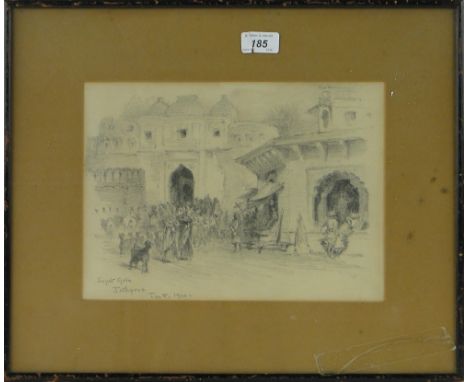 Ernest Borough Johnson (1866-1949),
pencil sketch, Sojut Gate, Jodhpoor, unsigned, inscribed and dated 1900, 9" x 12", framed