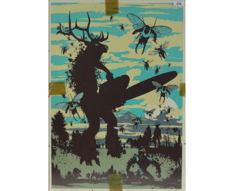Insect, 
colour print, fantasy scene, signed in pencil no. 42/100, 26.5" x 19", unframed.
