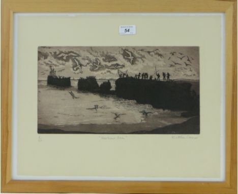 Kathleen Crozier,
etching, Hastings harbour arm, no. 8/20, signed in pencil, 8" x 14.5", framed.