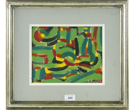 Oil on board, abstract composition, bears signature R Balson, 8" x 10", framed.