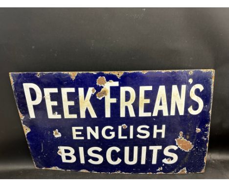 A Peek Frean's English Biscuits rectangular enamel sign, 30 x 18".