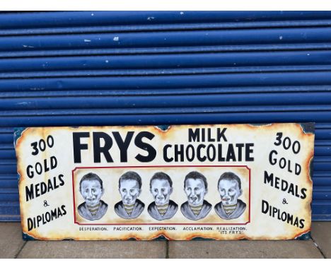 A contemporary and decorative painting on board in the style of an enamel sign advertising Frys Milk Chocolate, 48 x 19".
