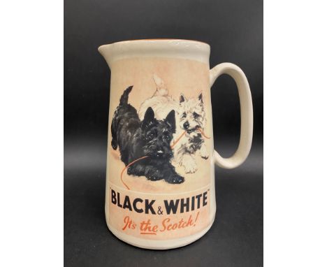 A reproduction Staffordshire pottery Black &amp; White Scotch Whisky advertising water jug, 9" h.