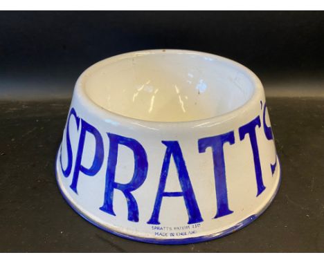 A Spratt's enamel dog bowl in excellent condition.