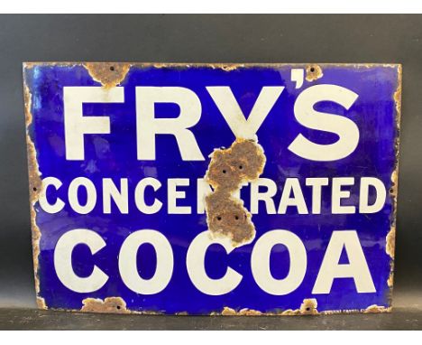 A Fry's Concentrated Cocoa rectangular enamel sign by Patent Enamel, 19 x 13".