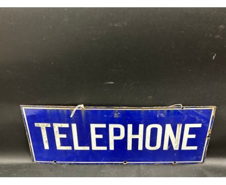 A Telephone rectangular double sided enamel sign, 22 x 9".
