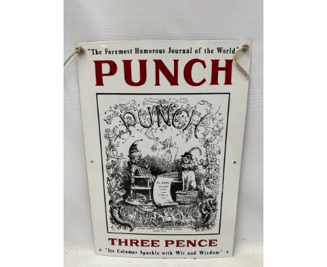 A reproduction Punch enamel sign, 14 1/4 x 20 1/2".