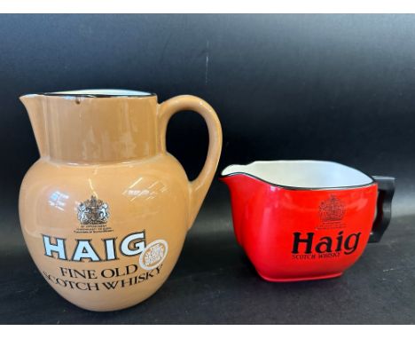 A Carltonware Haig whisky jug and a second Haig jug of different colour.
