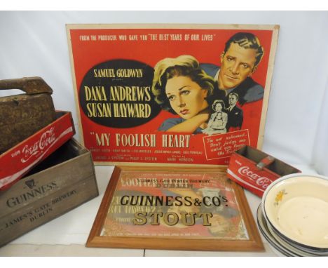 A large film poster laid on board titled 'My Foolish Heart', starring Dana Andrews and Susan Hayward, 40 x 30", a reproductio
