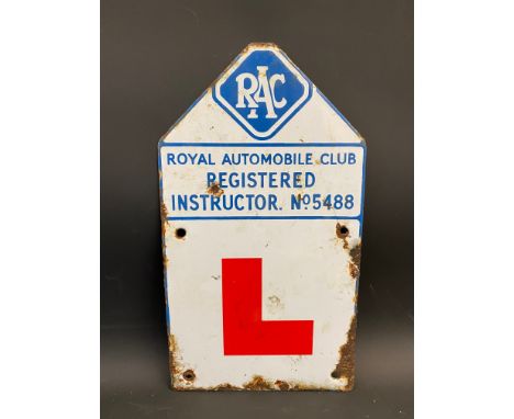 An RAC enamel L plate sign, 7 1/2 x 13 1/2".