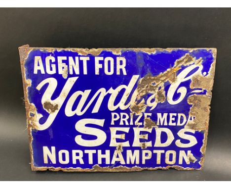 A Yarde &amp; Co's Prize Medal Seeds of Northampton, double sided enamel sign with hanging flange, 14 x 10".