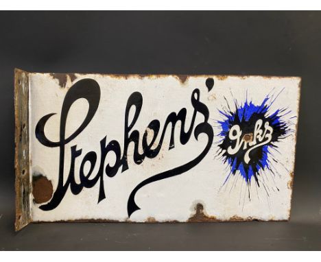 A Stephens' Ink/Cheap Printing double sided enamel sign with hanging flange, by Jordan &amp; Sons of Bilston dated October 19
