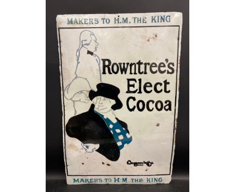 A Rowntree's Elect Cocoa 'Makers to H.M. The King' pictorial enamel sign, heavily restored, 20 x 30".
