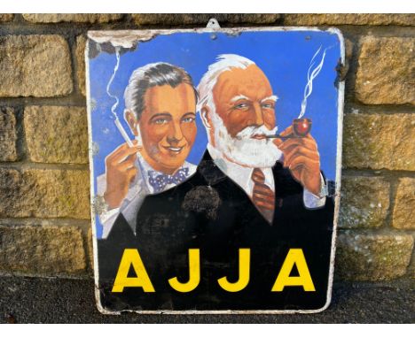 An Ajja tobacco pictorial enamel sign, 21 3/4 x 25 1/2".