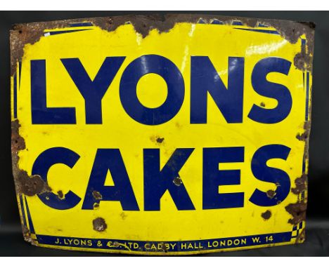 A Lyons' Cakes rectangular enamel sign, 39 x 30".