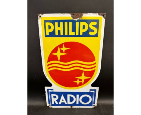 A Philips Radio shield-shaped enamel sign, 9 x 15 1/2".