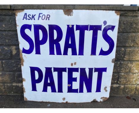 A Spratt's Patent enamel sign in good condition, with bright lettering, 40 x 40".