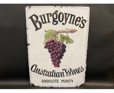 A rare Burgoyne's Australian Wines pictorial enamel sign in excellent condition, 20 1/2 x 28 3/4".