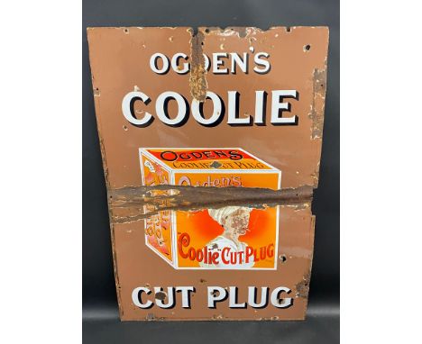 An Ogden's Coolie Cut Plug part pictorial enamel sign, 24 x 36".