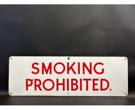 A Smoking Prohibited rectangular enamel sign, 36 x 12".