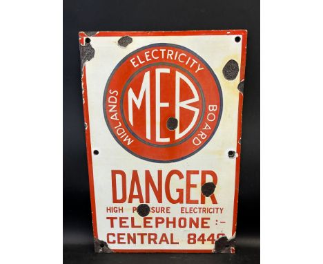 A Midlands Electricity Board 'Danger' enamel sign, 12 x 18".
