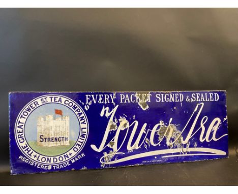 A Tower Tea rectangular enamel sign, by the Permt. Enl Co. Aston B'Ham, 36 x 12".
